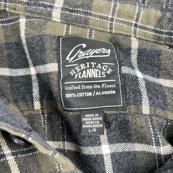 GRAYERS Long-Sleeve Button-Up Flannel (Brown, White, Black | Large) - Picture 9 of 9